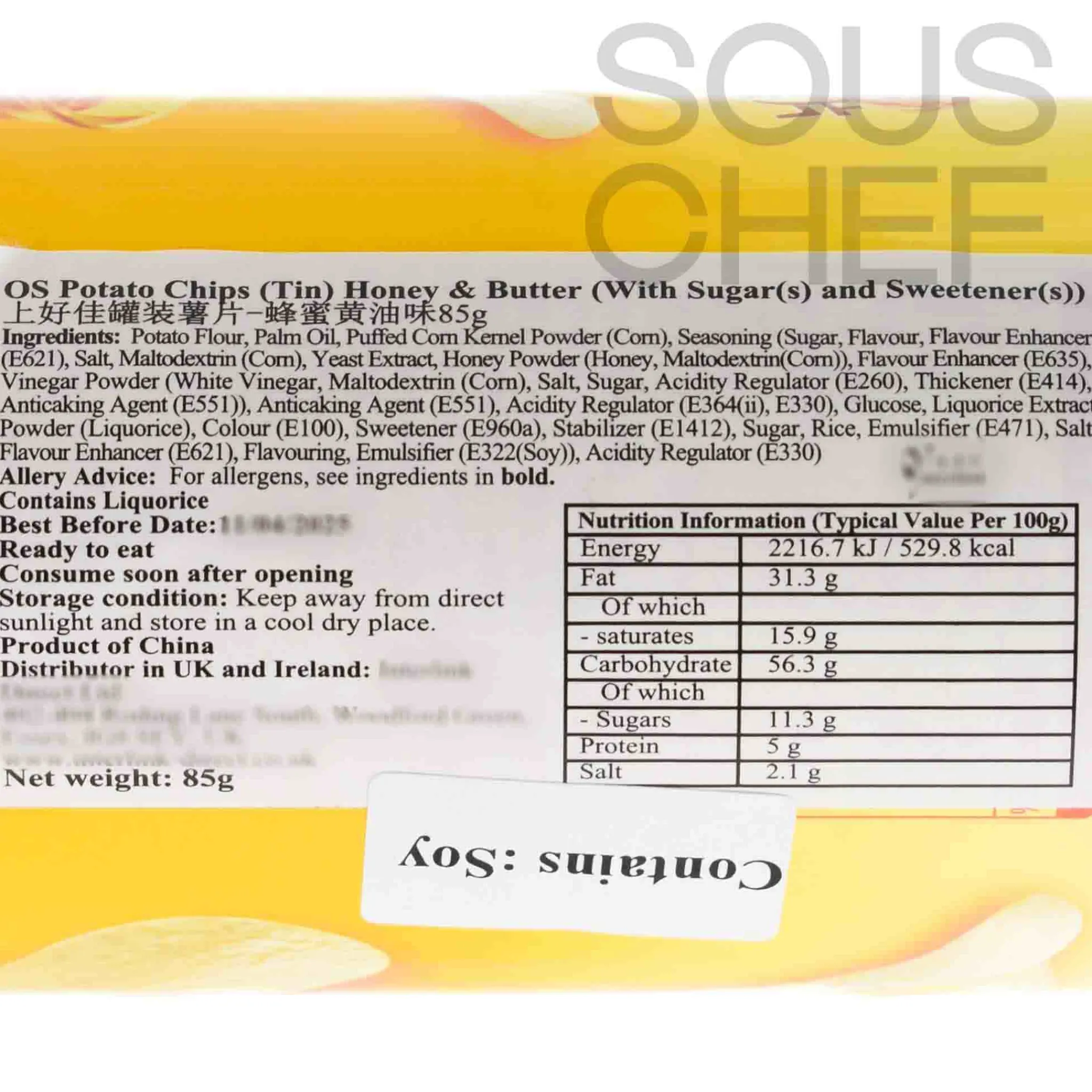 Discount Potato Honey & Butter Chips in Tin, 85g Chinese Ingredients|Snacks