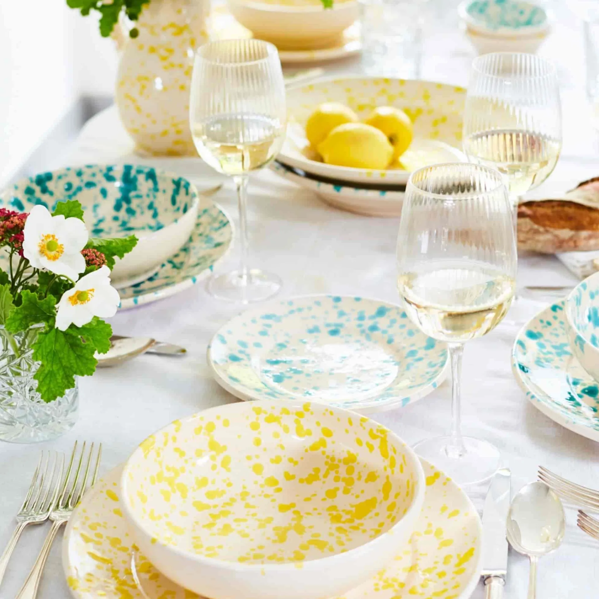 Online Puglia Aquamarine Splatter Pasta Bowl, 29cm Italian Ingredients|Crockery & Dinnerware
