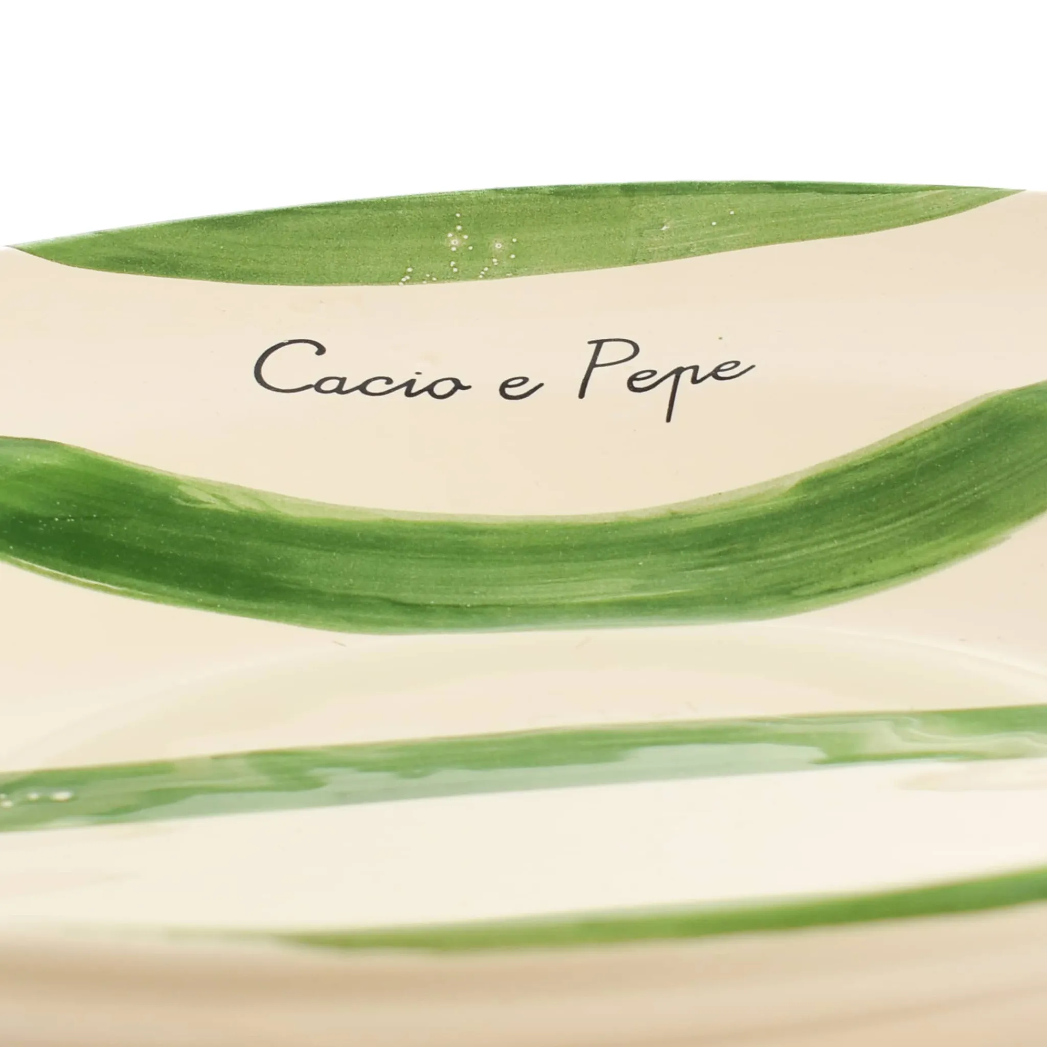 Outlet Puglia "Cacio E Pepe" Green Stripe Pasta Bowl, 29cm Crockery & Dinnerware|Bowls