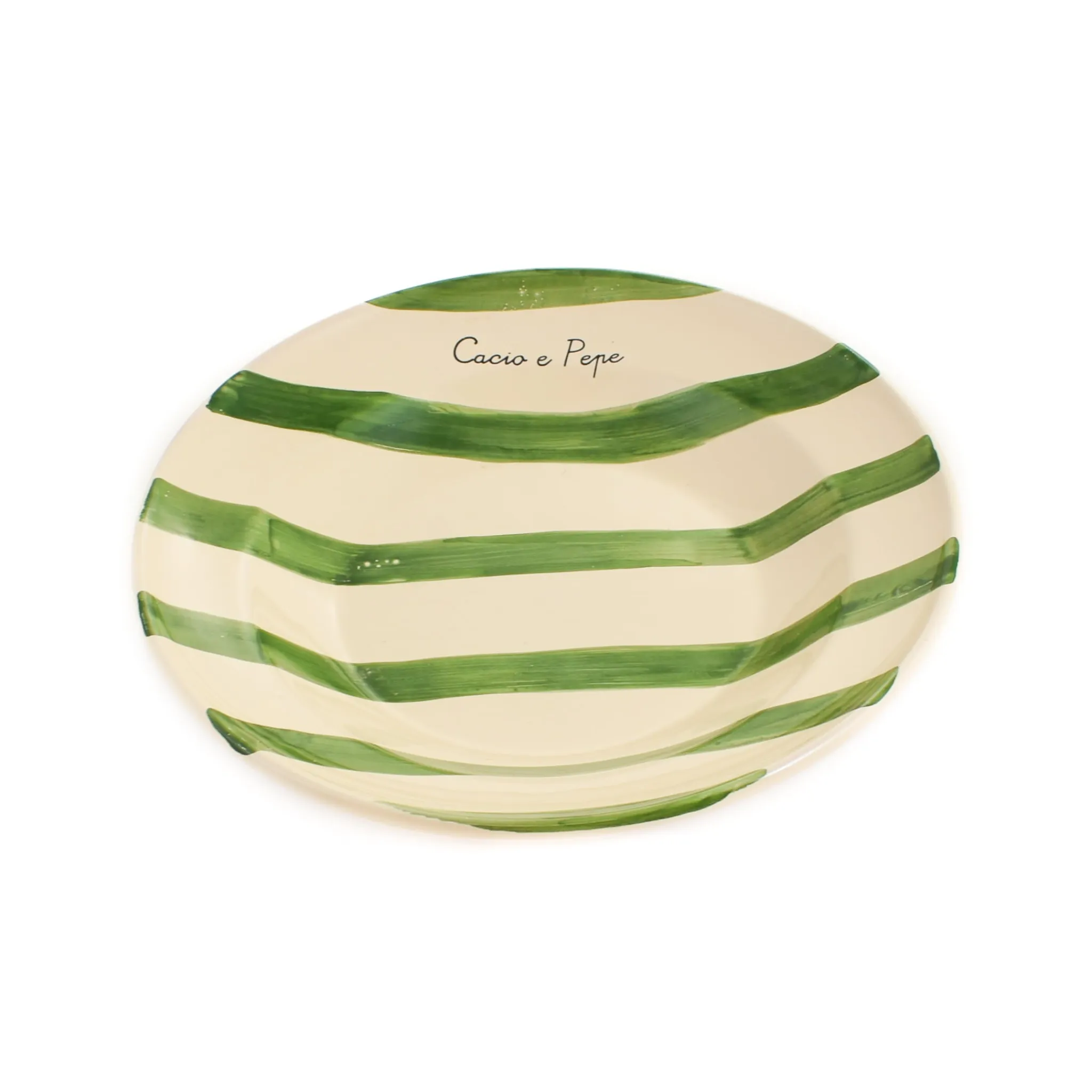 Outlet Puglia "Cacio E Pepe" Green Stripe Pasta Bowl, 29cm Crockery & Dinnerware|Bowls