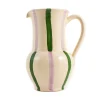Clearance Puglia Green and Lilac Stripe Pitcher Tableware Brands|Jugs & Bottles