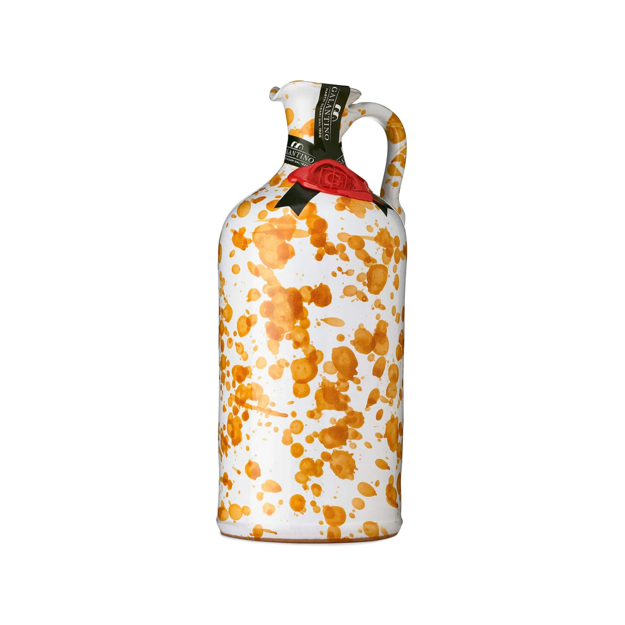 Hot Puglian Extra Virgin Olive Oil in Yellow Splatter Ceramic Bottle, 500ml Ingredients Brands|Italian Ingredients