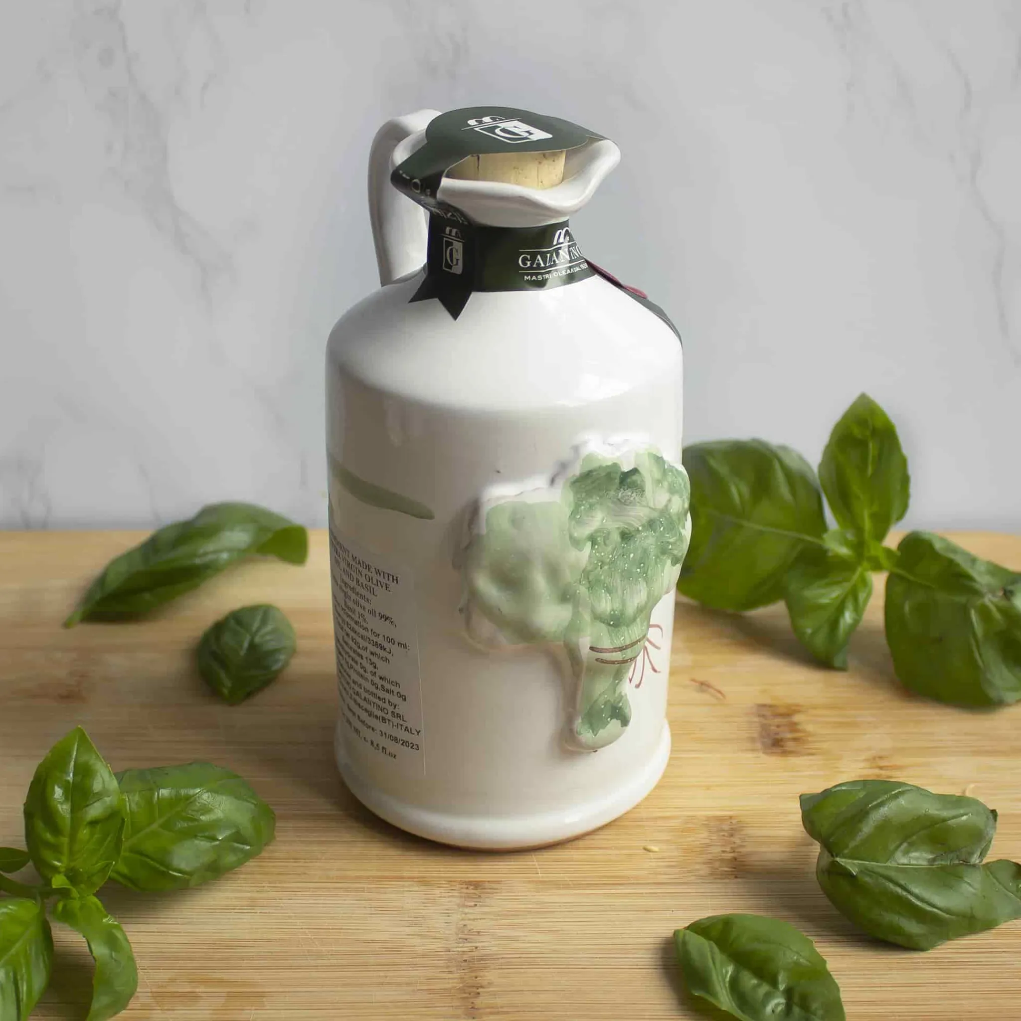 Best Puglian Olive Oil with Basil in Terracotta Bottle, 250ml Ingredients Brands|Italian Ingredients