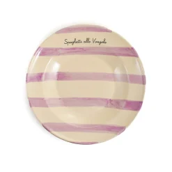 Sale Puglia "Spaghetti Alle Vongole" Lilac Stripe Pasta Bowl, 29cm Tableware Brands