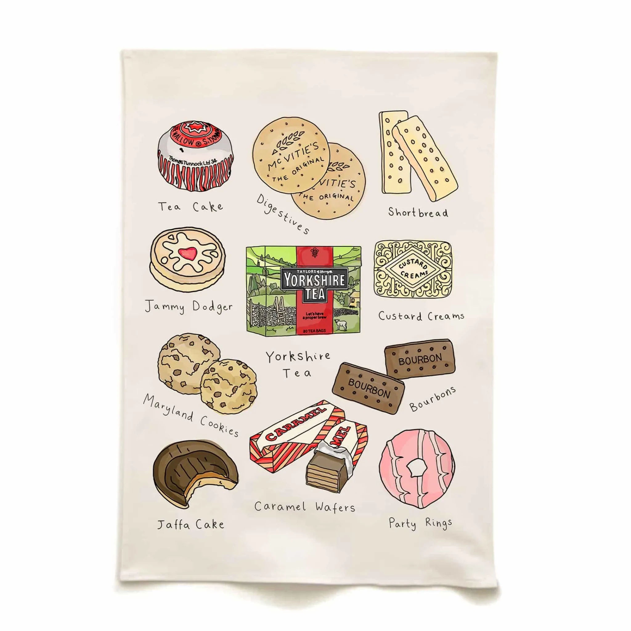 Hot Tea & Biscuits Organic Cotton Tea Towel Kitchen Textiles & Clothing