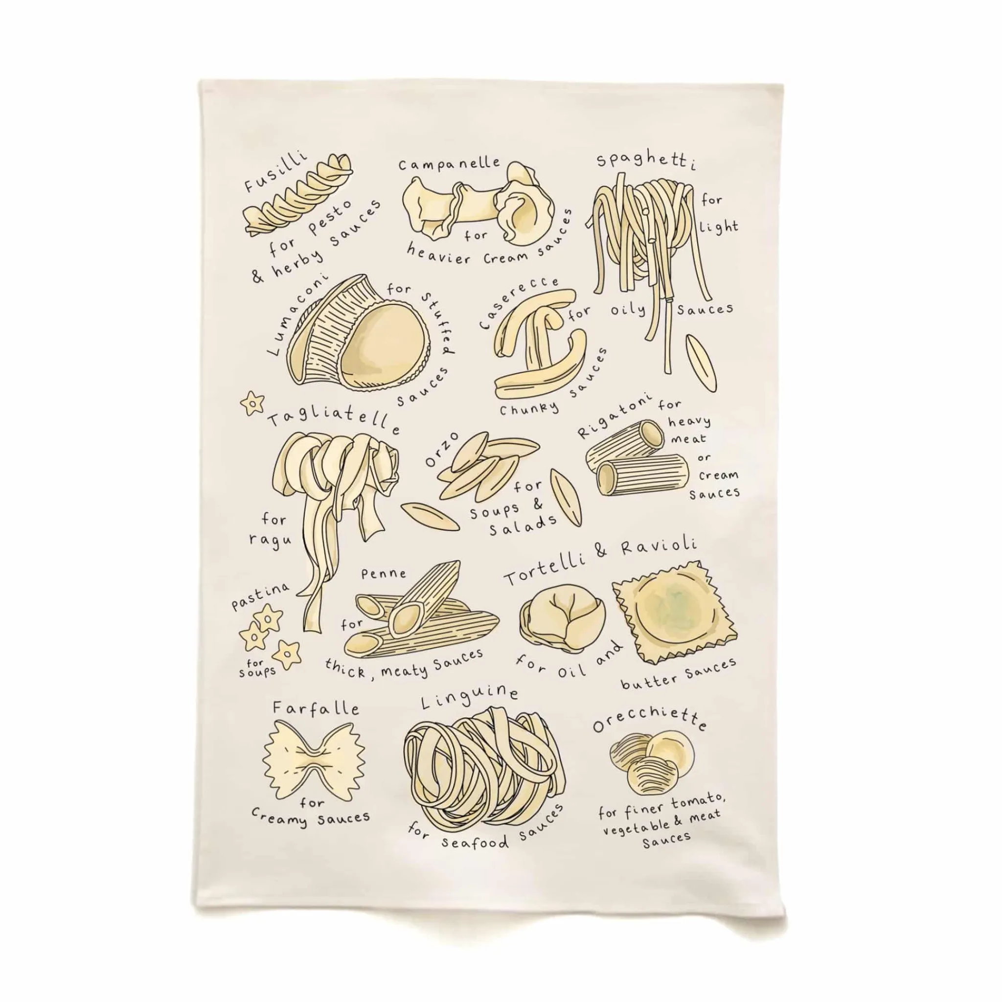 Clearance Types of Pasta Organic Cotton Tea Towel Kitchen Textiles & Clothing