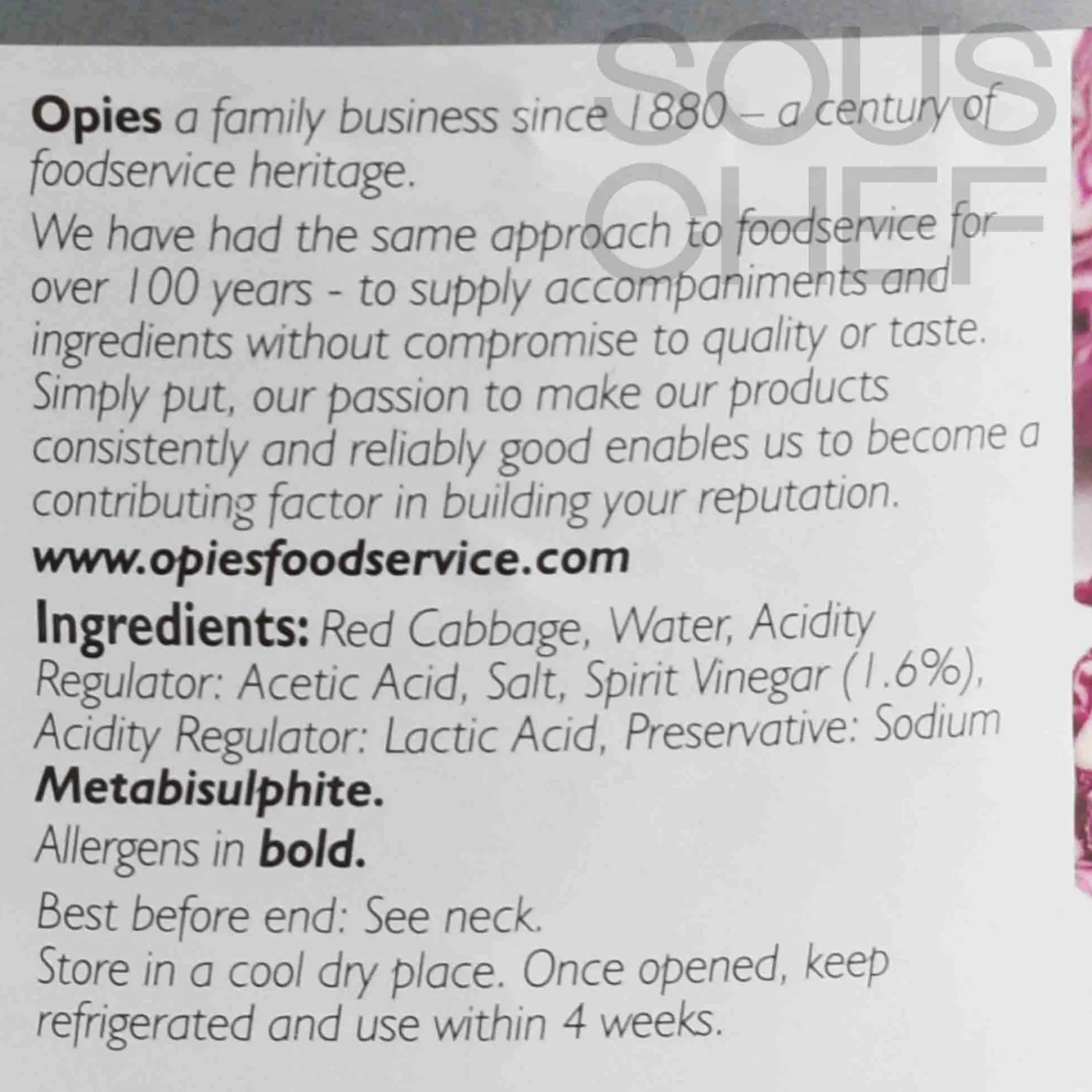 Discount Red Cabbage in Vinegar, 2.35kg Ingredients Brands|Vegetables