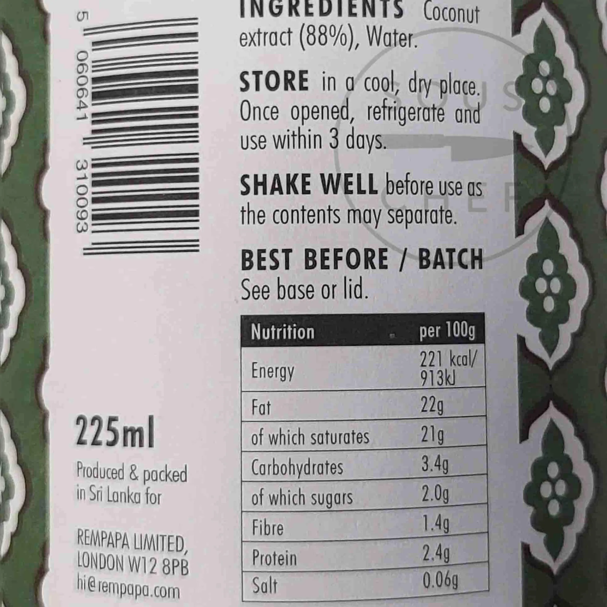 Sale Coconut Cream, 225ml Southeast Asian Ingredients|Drinks