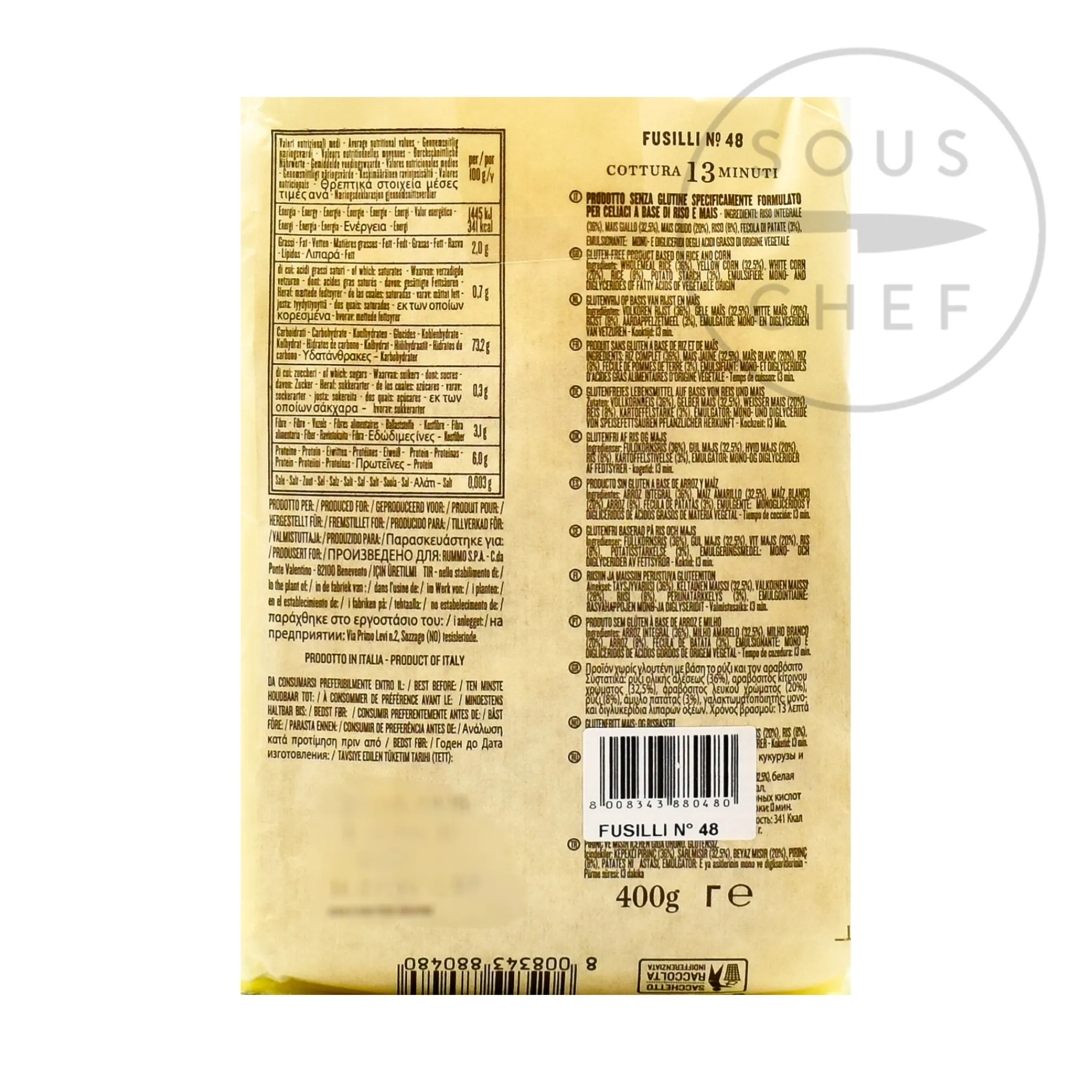Sale Gluten Free Fusilli, 400g Italian Ingredients|Pasta, Rice & Beans