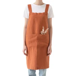 Clearance Rust Crossback Linen Apron Kitchen Textiles & Clothing