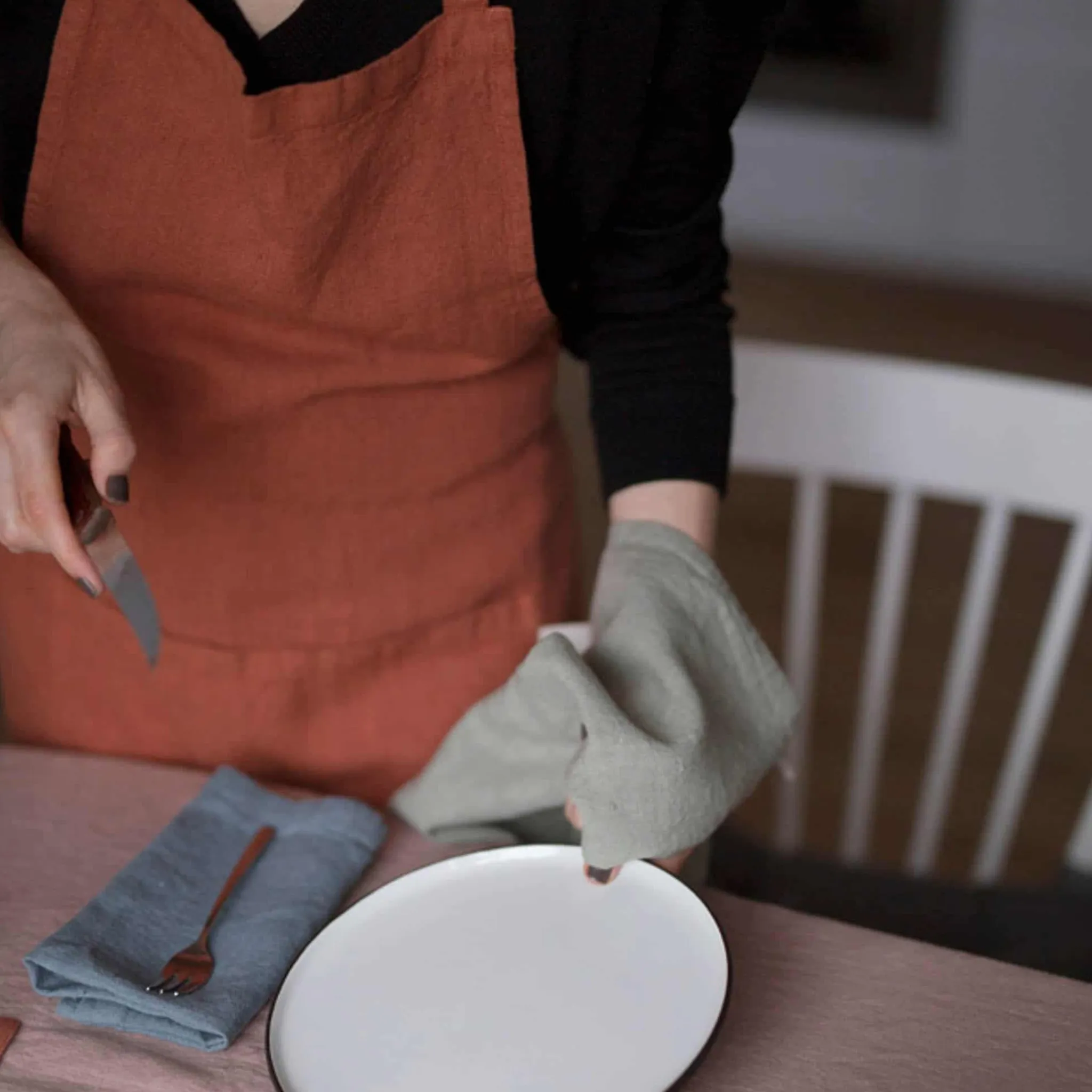 Outlet Rust Daily Linen Apron Kitchen Textiles & Clothing