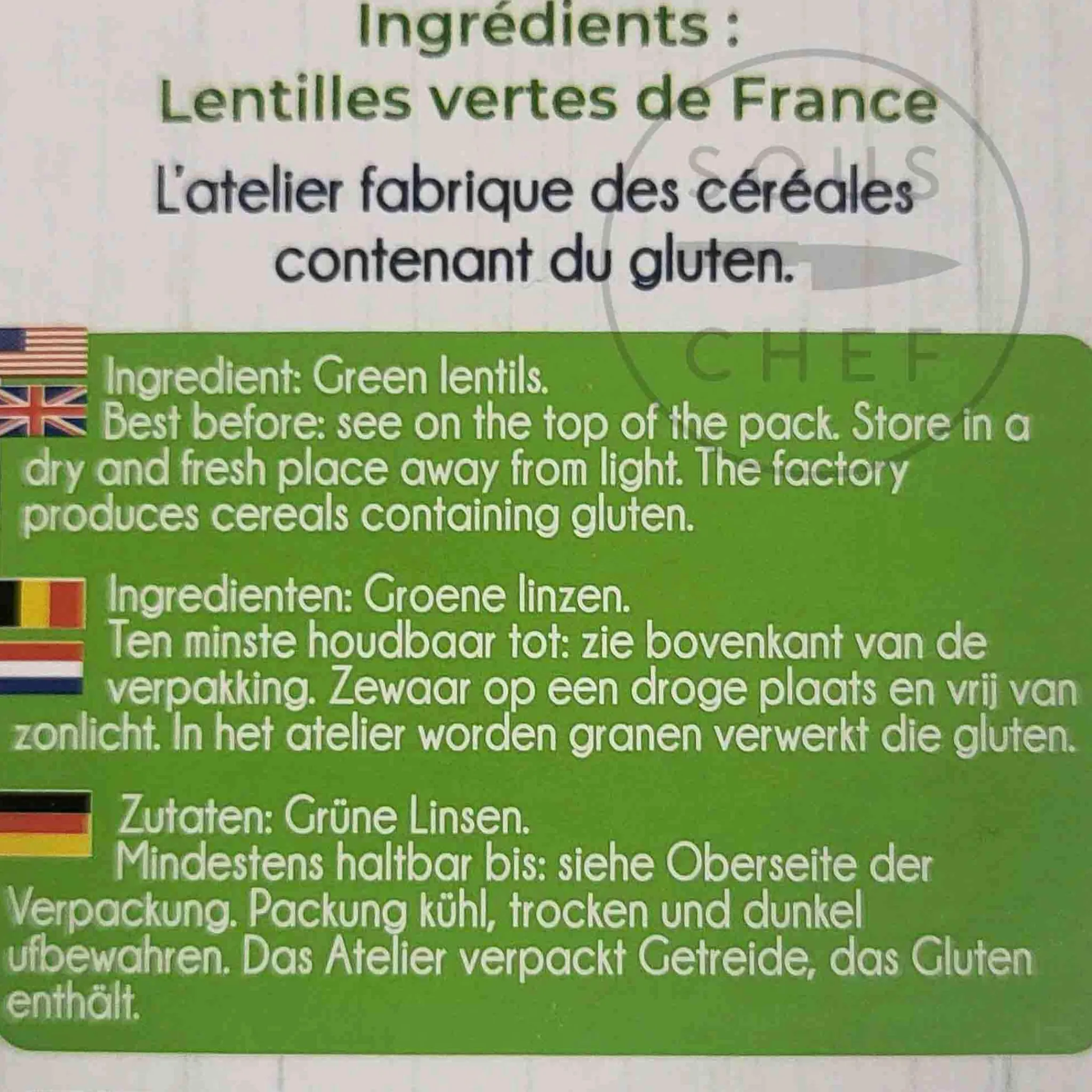 New French Green Lentils, 500g Ingredients Brands|French Ingredients