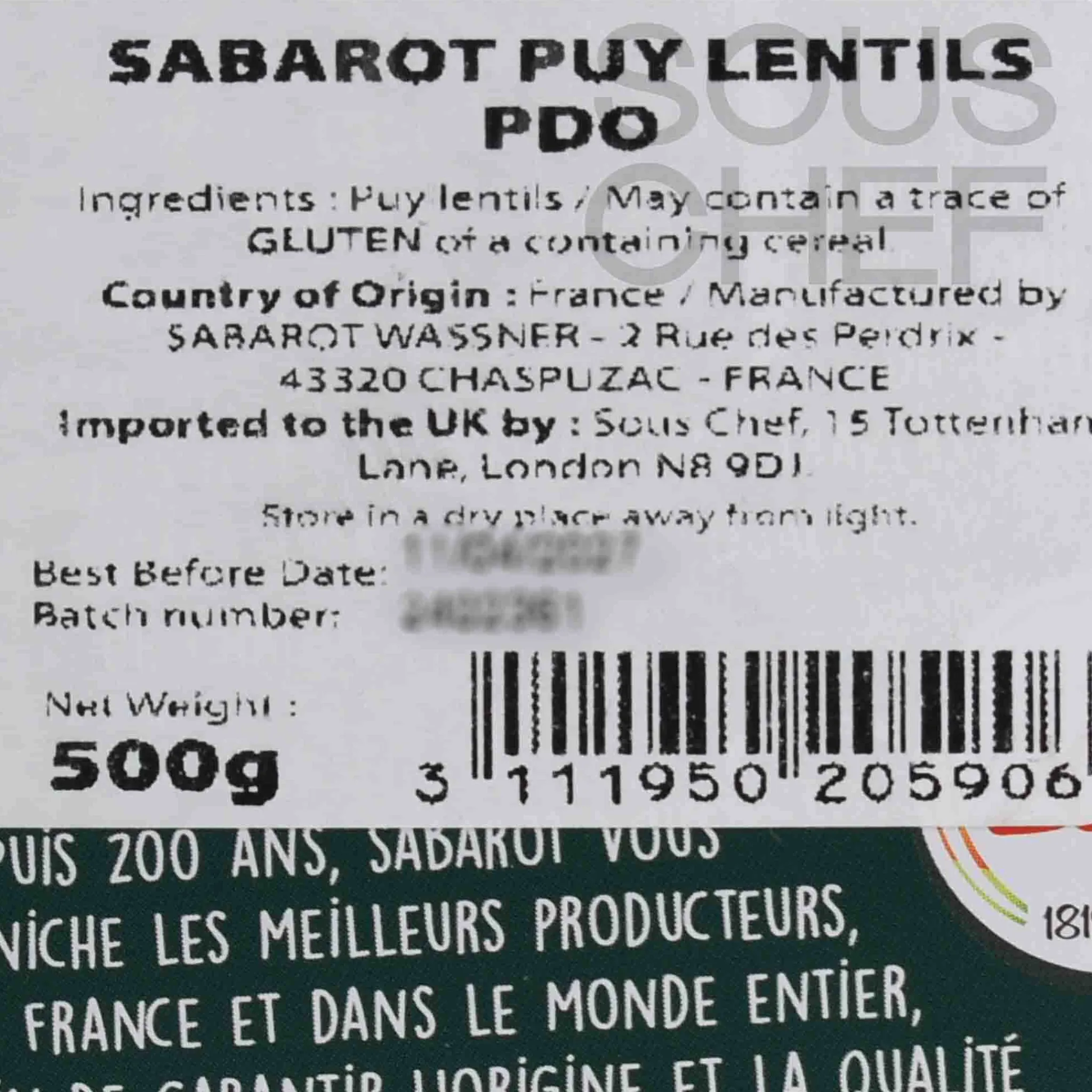 Hot PDO Puy Lentils in Metal Tin, 500g French Ingredients|Pasta, Rice & Beans