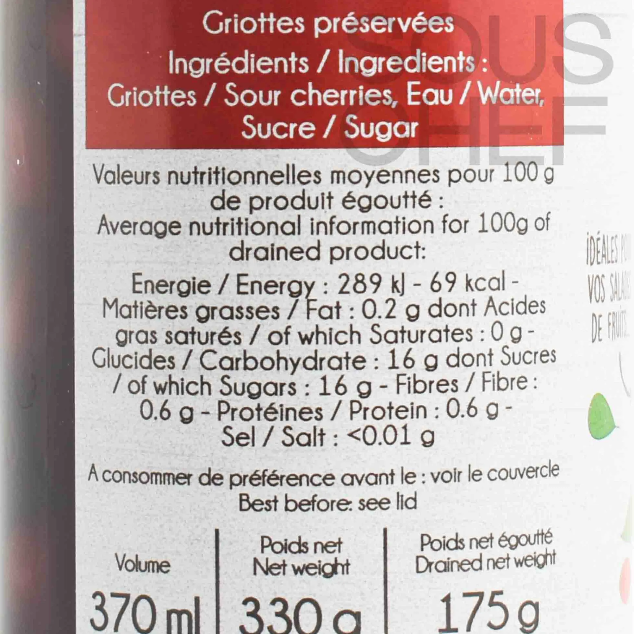 Discount Pitted Morello Cherries (Griottes), 370ml Ingredients Brands|Baking Ingredients