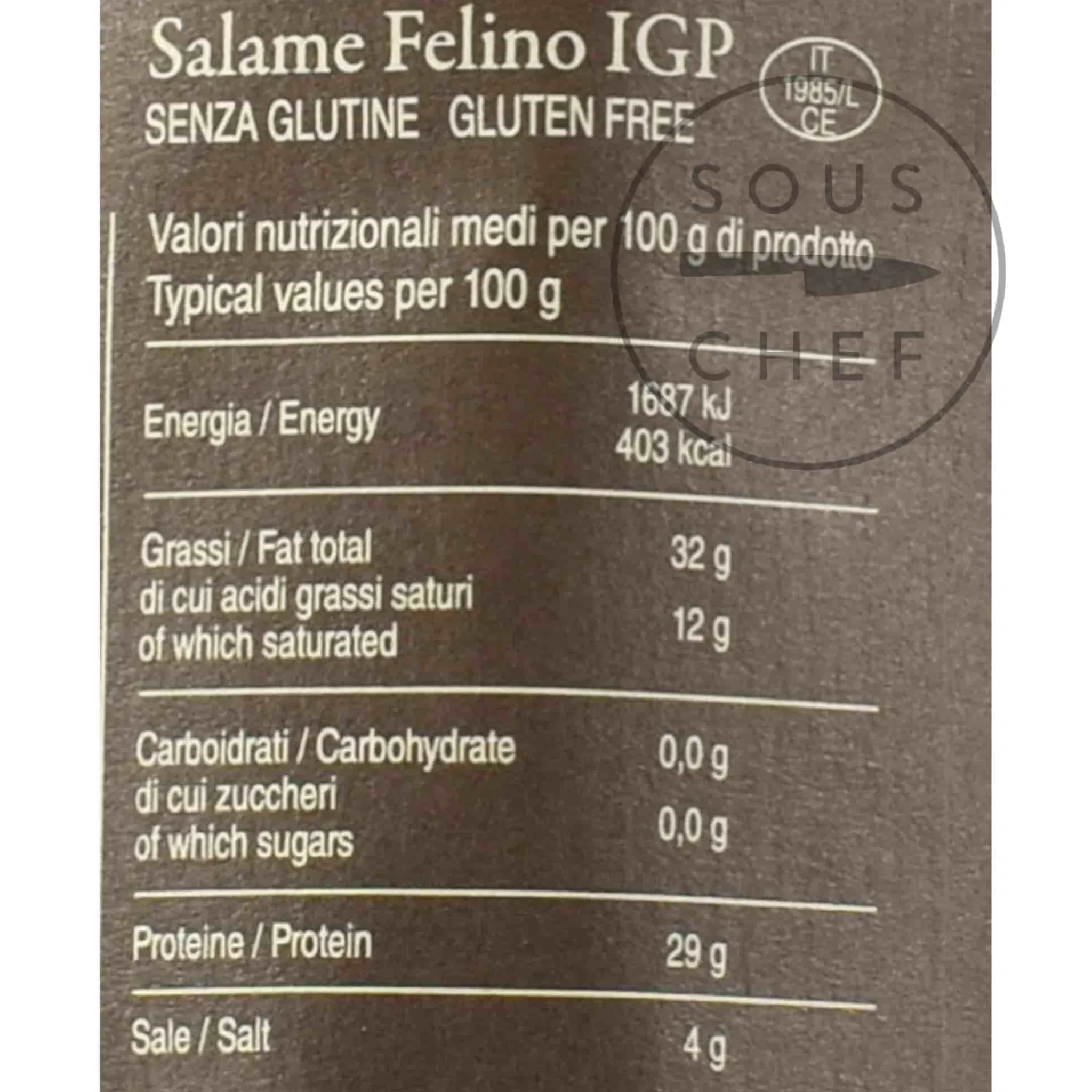 Hot Salami Felino IGP Riserva, 290g Ingredients Brands|Italian Ingredients