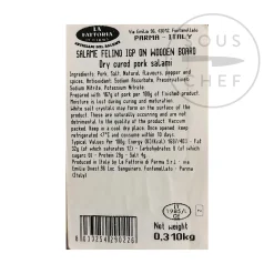 Salami Felino IGP Riserva with Wooden Carving Board, 300g Ingredients Brands|Italian Ingredients