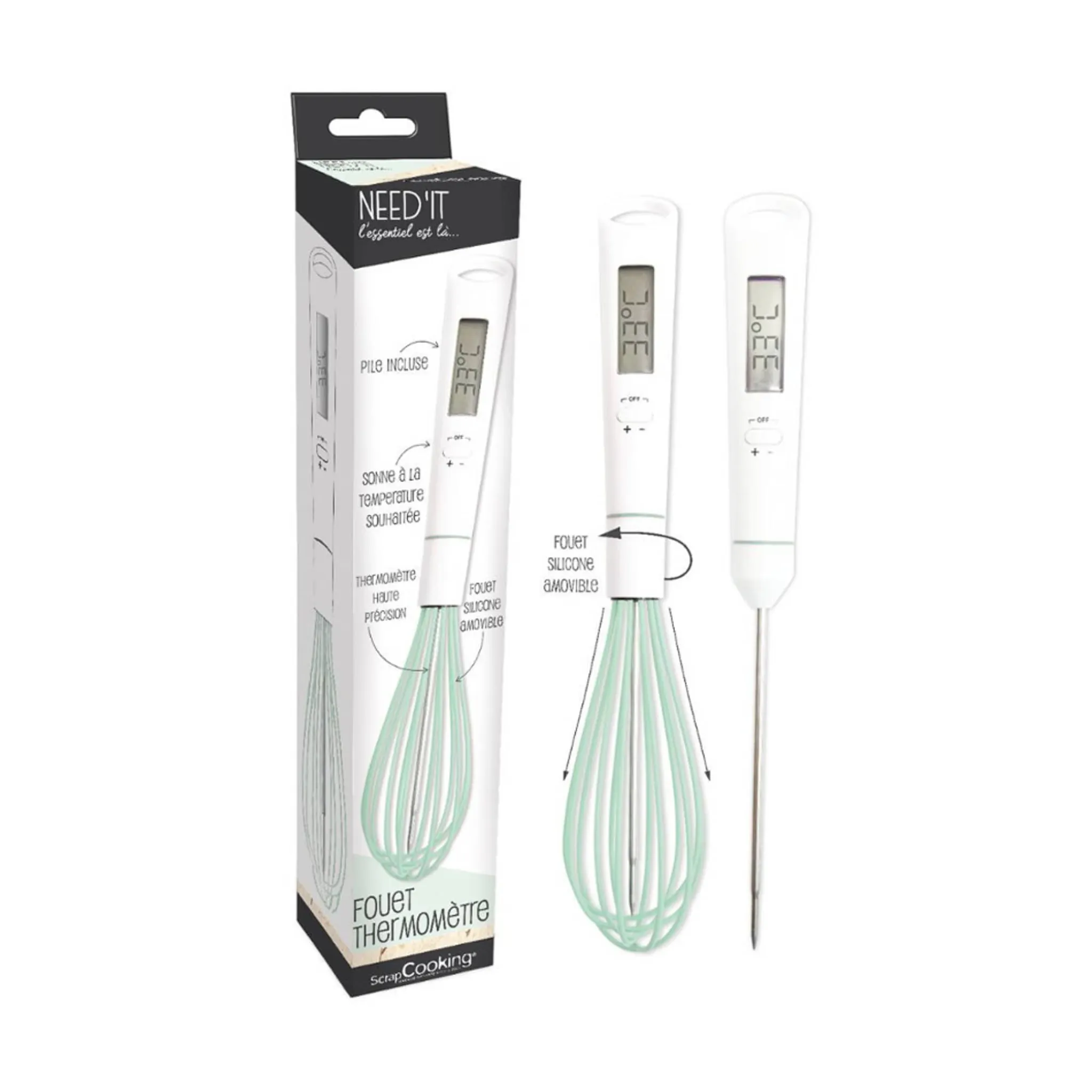 Sale Scrap Cooking Handheld Whisk with Built in Thermometer Baking Supplies & Equipment