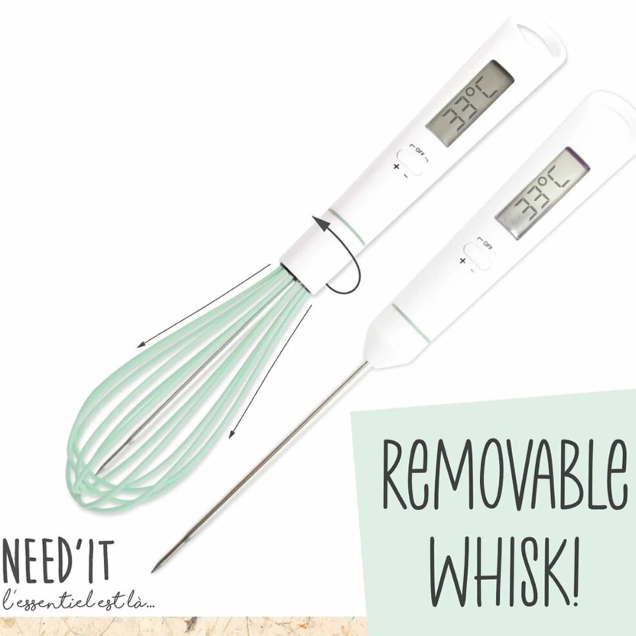 Sale Scrap Cooking Handheld Whisk with Built in Thermometer Baking Supplies & Equipment