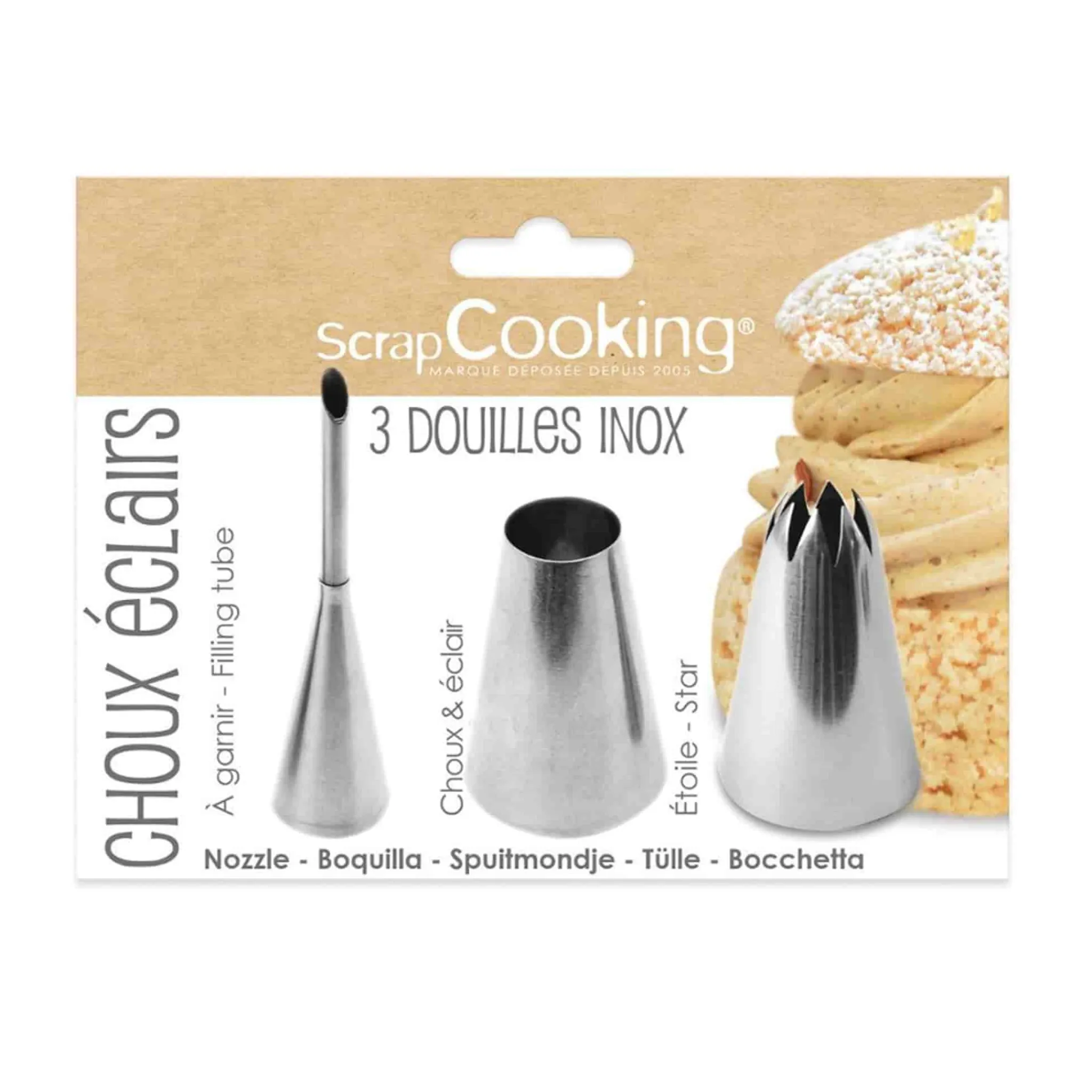 Best Scrap Cooking Set of 3 Stainless Steel Choux Piping Nozzles Baking Supplies & Equipment