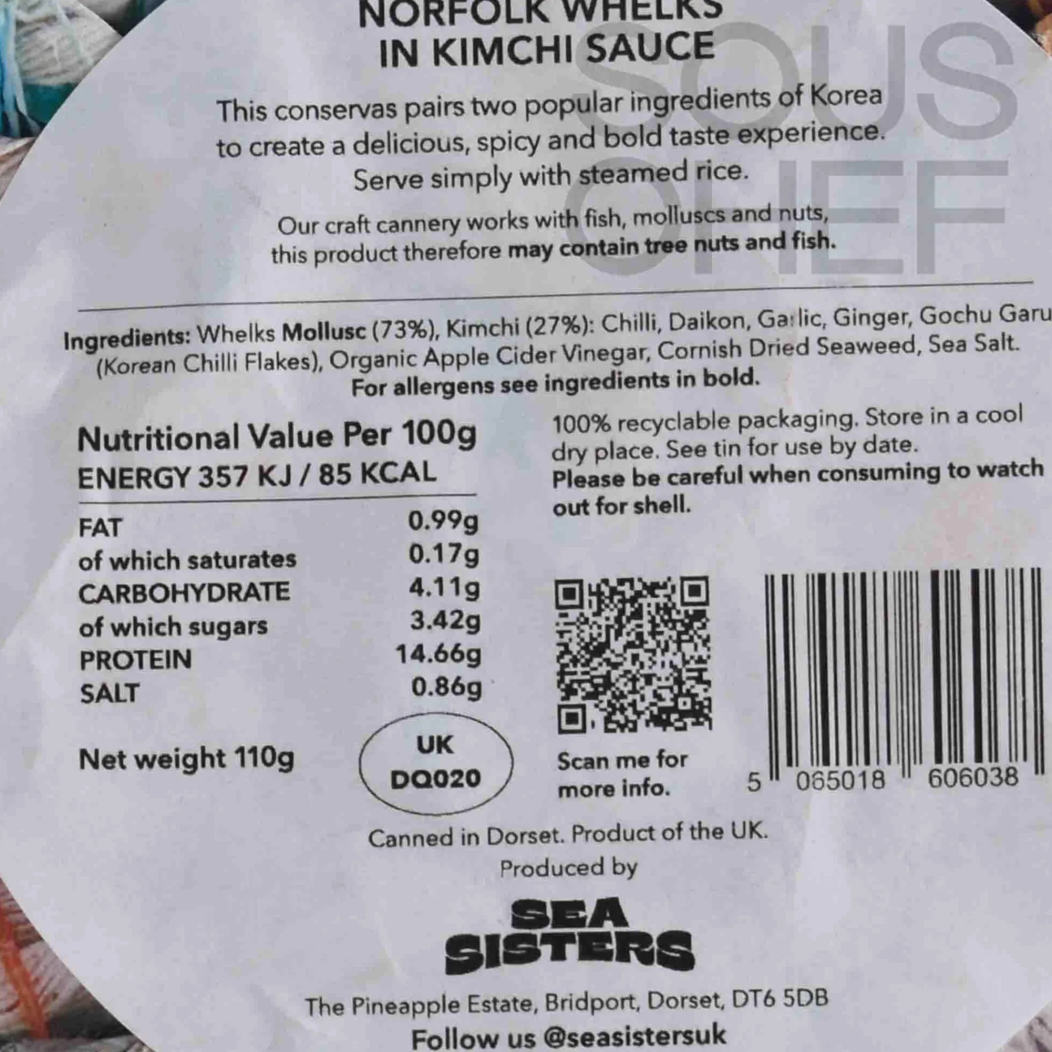 Discount Tinned Norfolk Whelks in Kimchi Sauce, 110g Tinned Fish & Seafood|Ingredients Brands