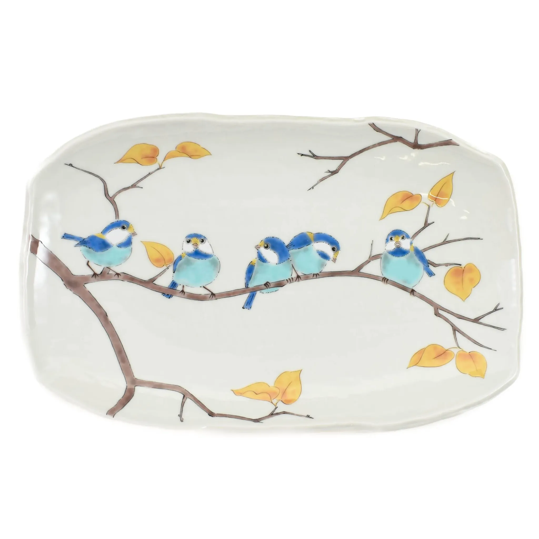 Clearance Porcelain Birds on Branch Rectangular Platter, 32cm Japanese Ingredients|Table Setting