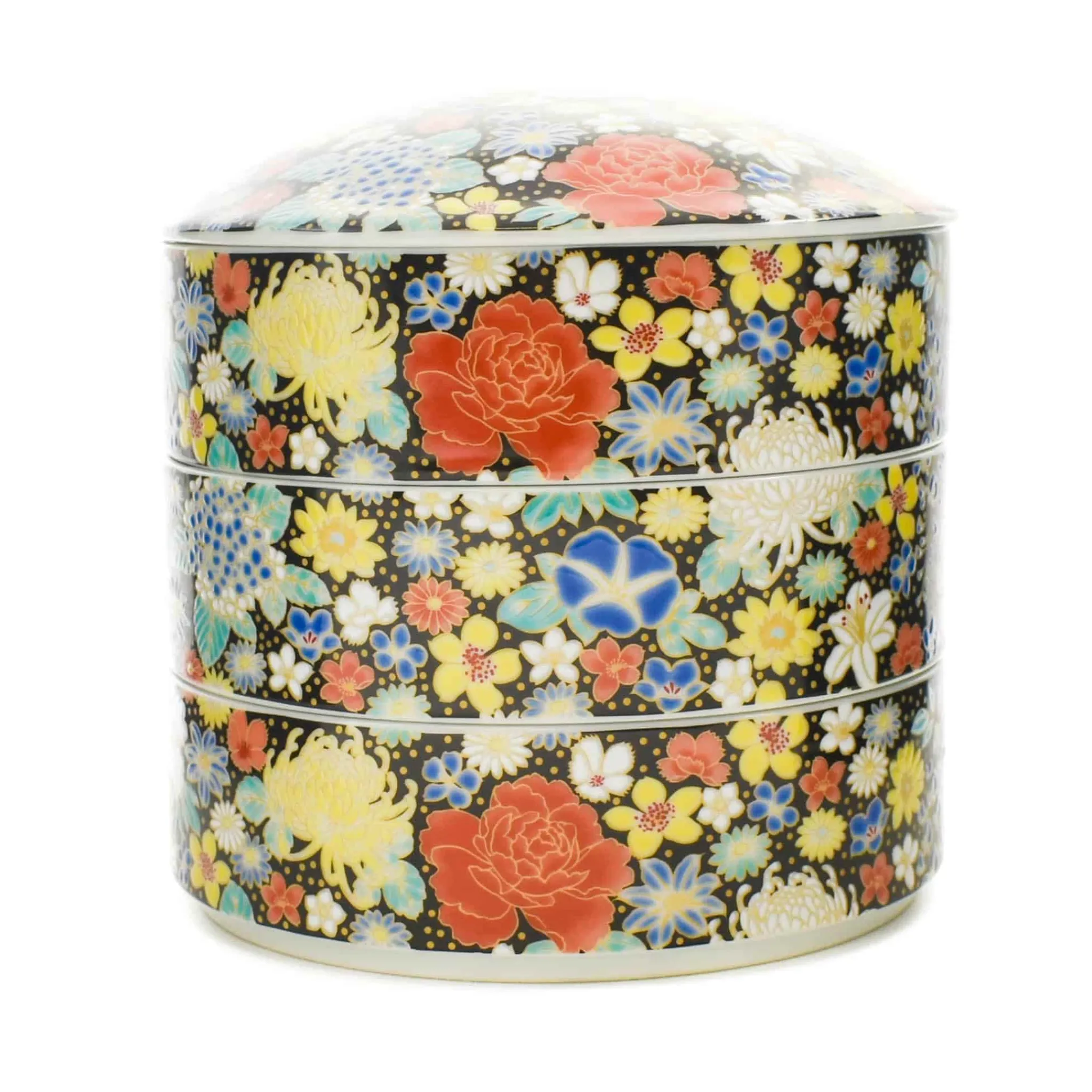 Sale Porcelain Black Floral Motif Sweets Container, 3 Compartments Tableware Brands|Japanese Ingredients