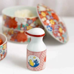 New Porcelain Red Rabbit Motif Soy Sauce Pourer Japanese Ingredients|Japanese Tableware