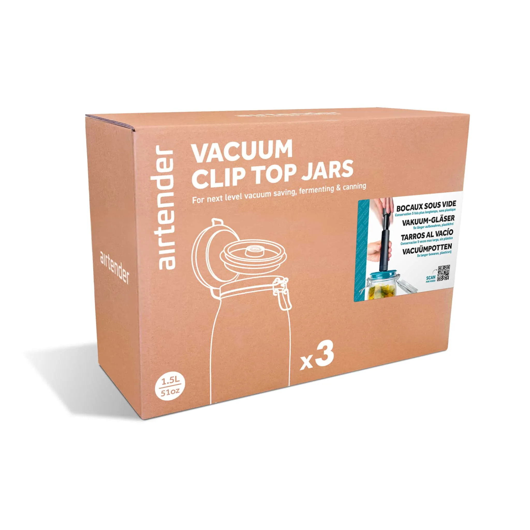 Online Set of 3 x Kilner Clip Top Jars with Vacuum Seal Lids Tableware Brands|Food Storage & Containers