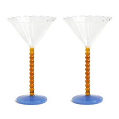 Clearance Set of 2 Amber Bubble Stem Martini Glasses, 150ml Tableware Brands|Cocktail Making & Barware