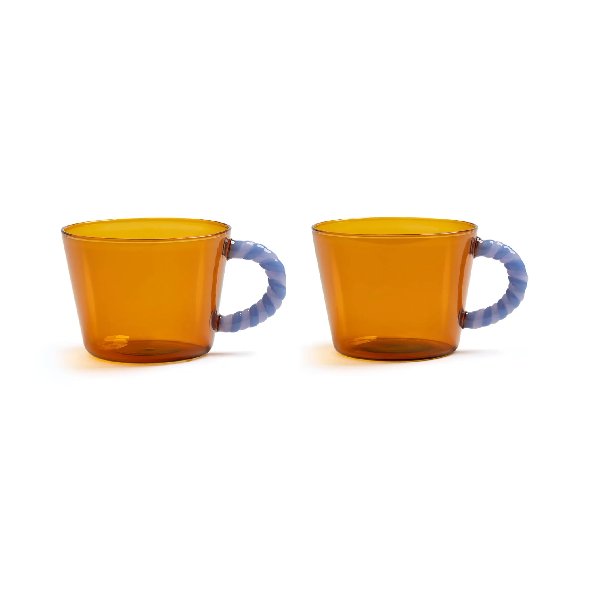 Clearance Set of 2 Amber Glass Tea Cups, 300ml Tableware Brands