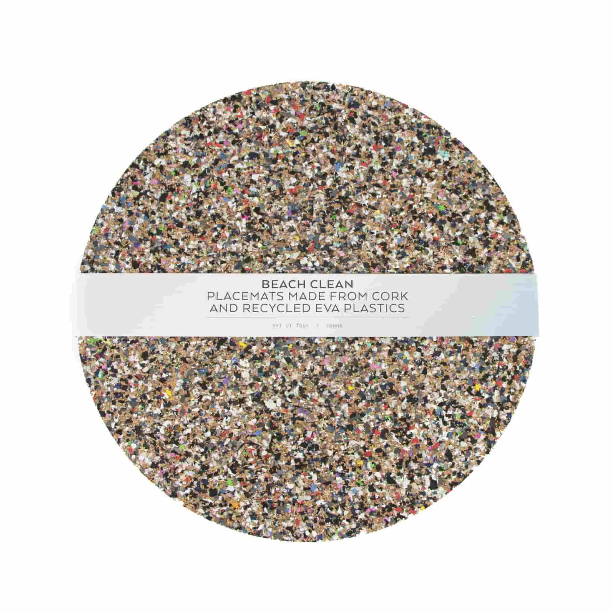 New Set of 4 Beach Clean Recycled Cork Round Placemats, 30cm Tableware Brands