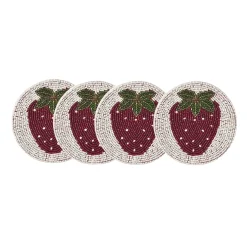Sale Set of 4 Beaded Strawberry Coasters Tableware Brands