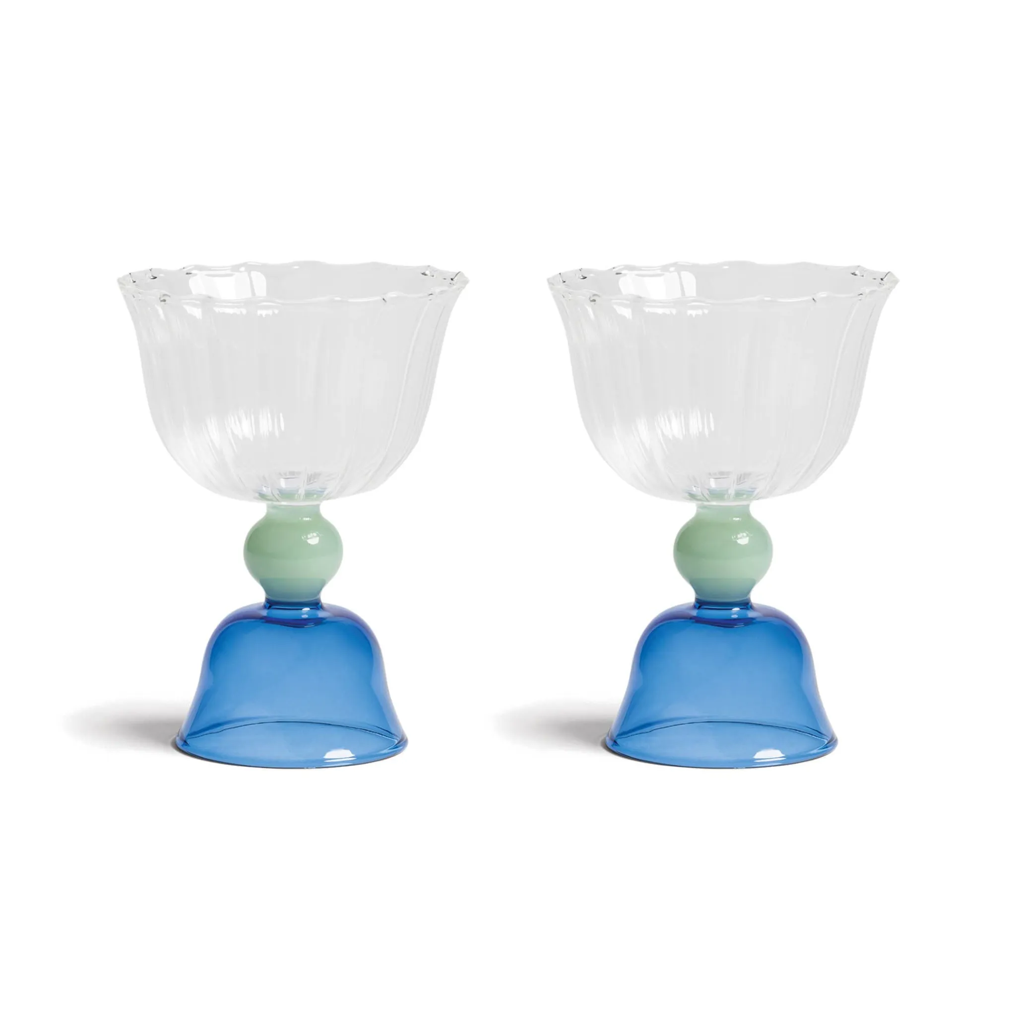Sale Set of 2 Blue Tulip Coupe Glasses Table Setting|Drinking Glasses