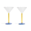 Best Set of 2 Blue & Yellow Stem Martini Glasses Tableware Brands|Table Setting
