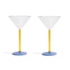 Best Set of 2 Blue & Yellow Stem Martini Glasses Tableware Brands|Table Setting
