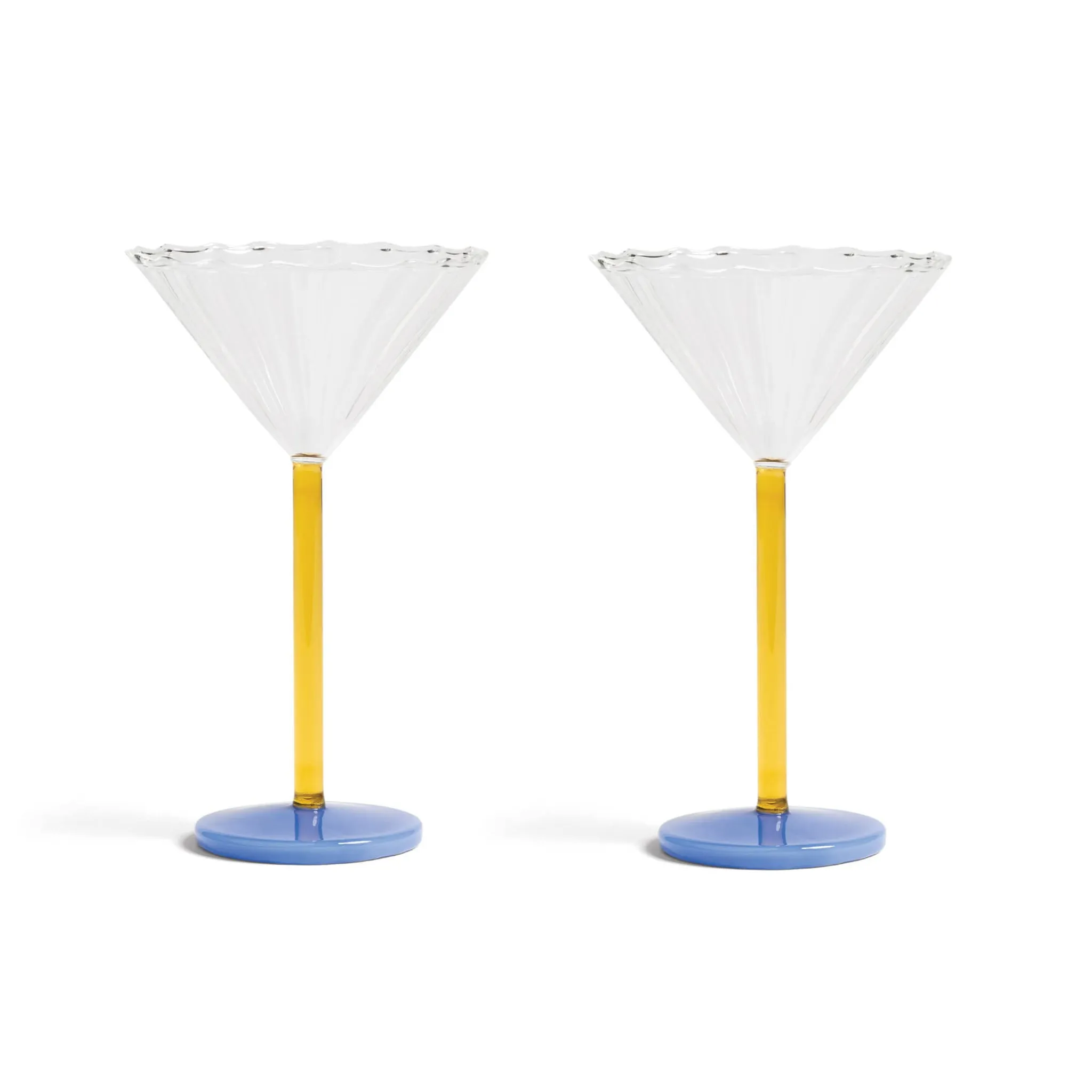 Best Set of 2 Blue & Yellow Stem Martini Glasses Tableware Brands|Table Setting