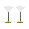 Set of 2 Bubble Stem Martini Glasses Table Setting|Drinking Glasses