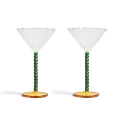 Set of 2 Bubble Stem Martini Glasses Table Setting|Drinking Glasses