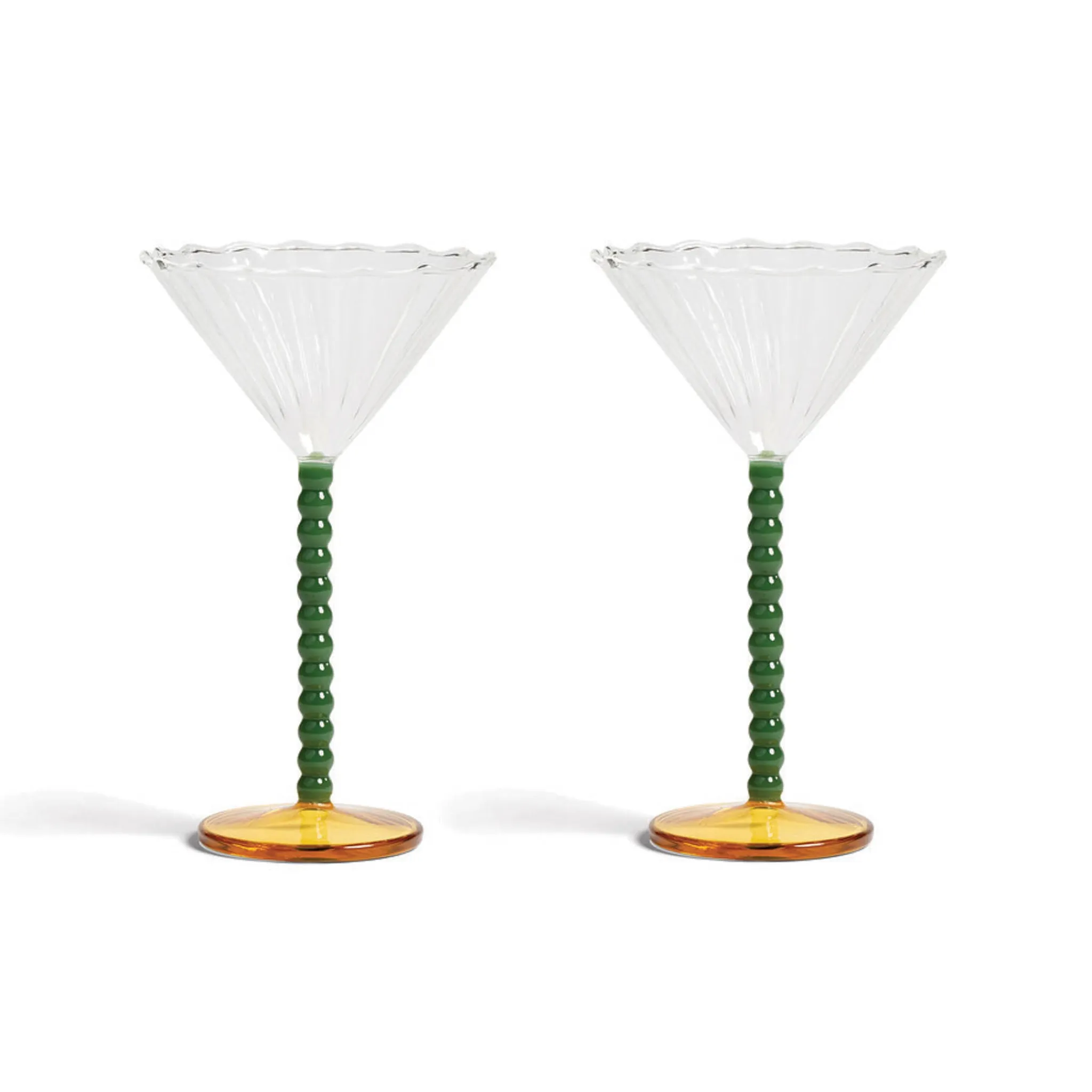 Set of 2 Bubble Stem Martini Glasses Table Setting|Drinking Glasses