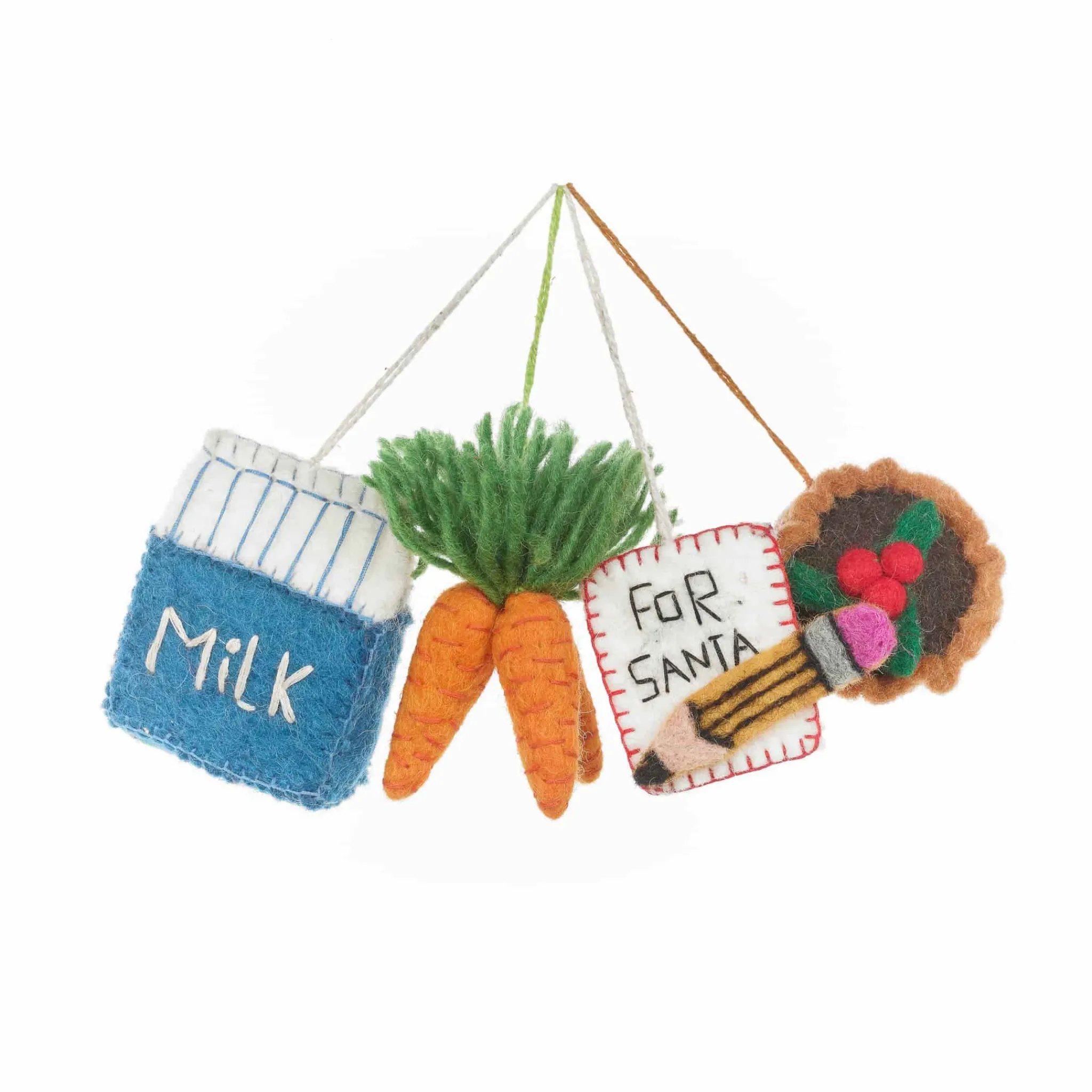 Sale Set of 4 Christmas Eve Essentials Felt Tree Decorations Tableware Brands
