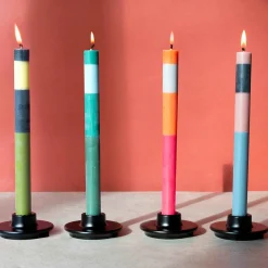 Set of 6 Colourblock Dinner Candles -Multicolour abstract Table Setting|Tableware Brands