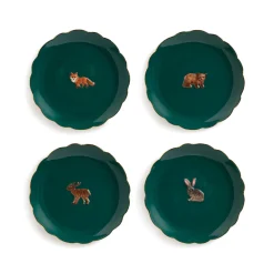 Clearance Set of Four Woodland Animal Side Plates, 17cm Plates|Crockery & Dinnerware