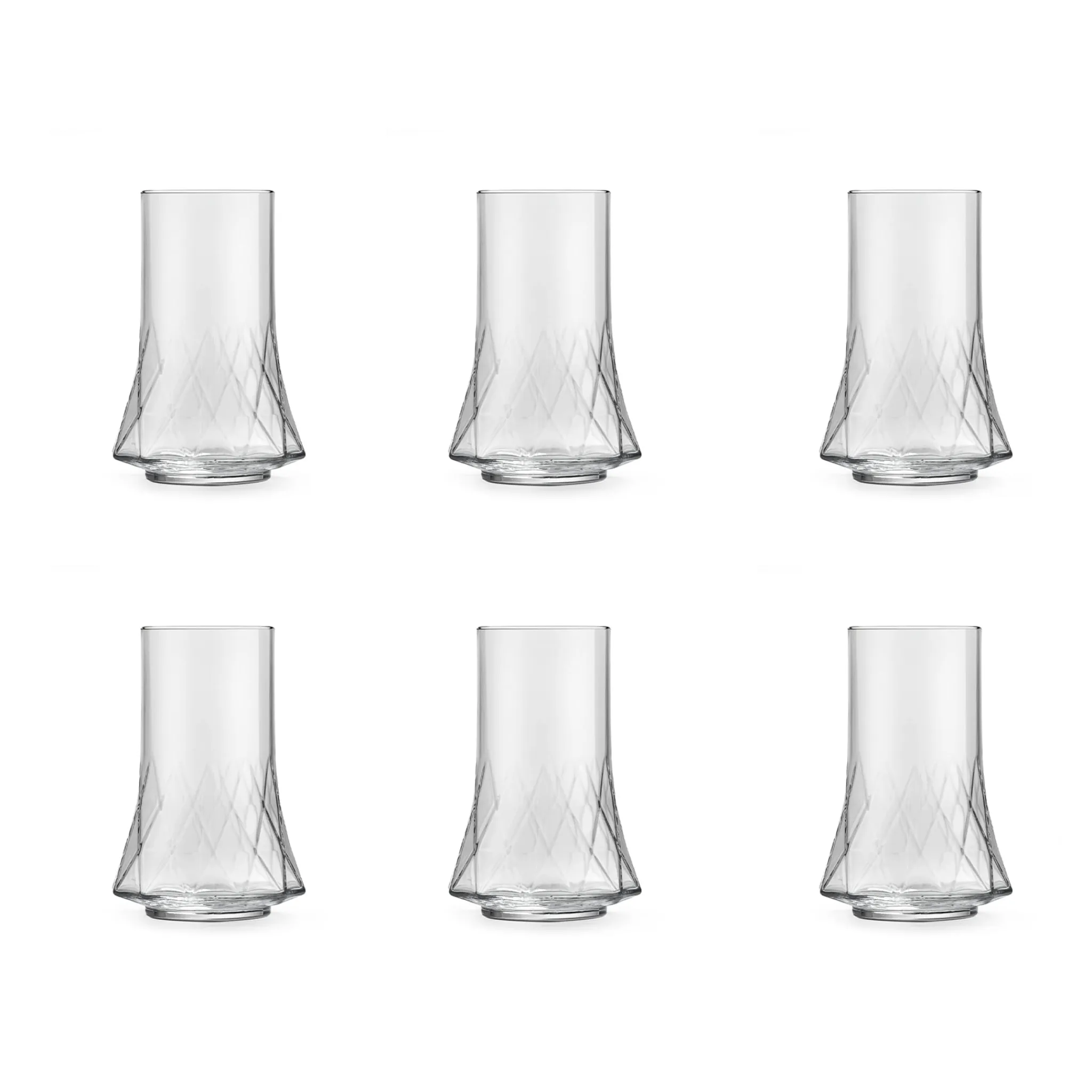 Hot Set of 6 Geometric Glasses, 410ml Tableware Brands