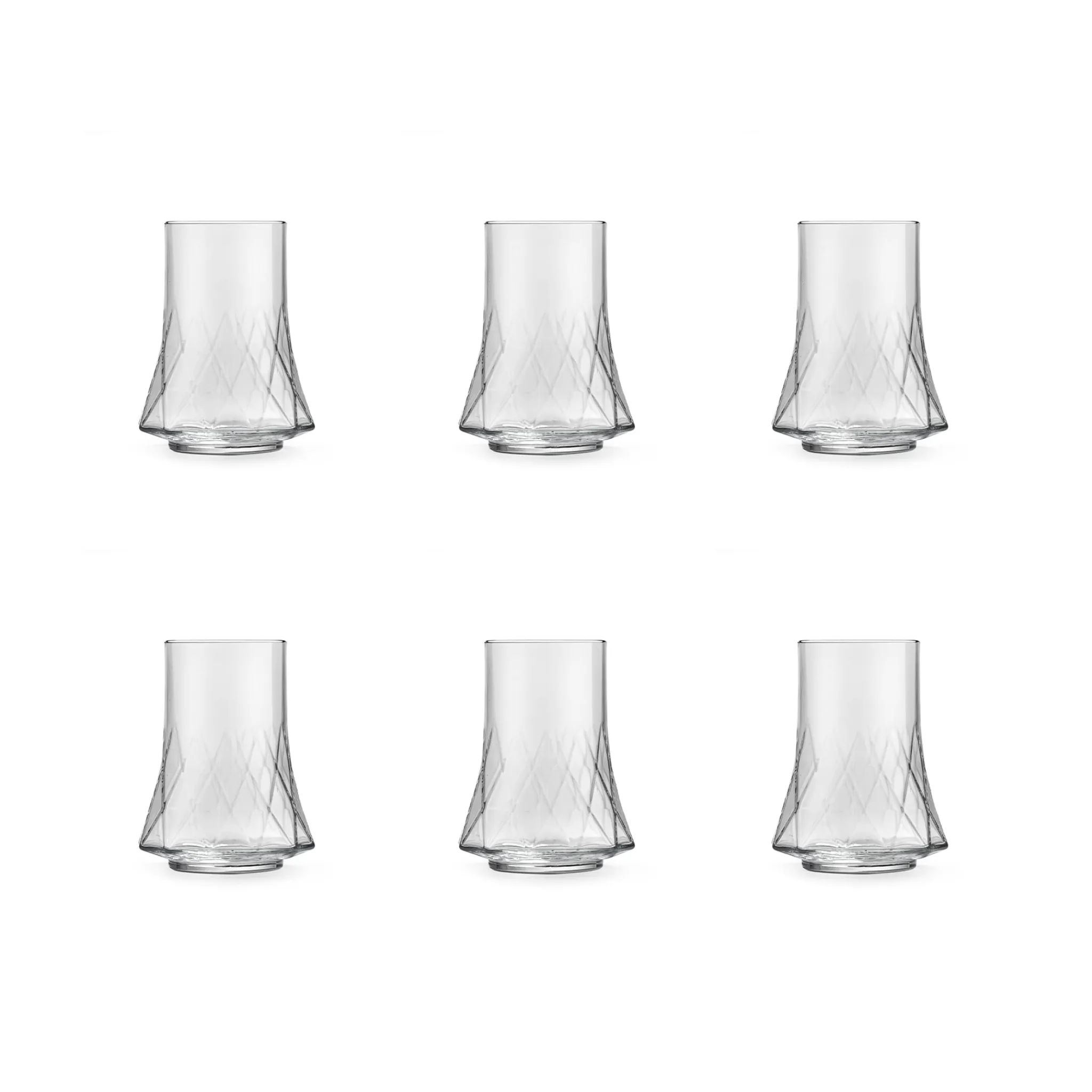 Outlet Set of 6 Geometric Highball Glasses, 350ml Tableware Brands|Cocktail Making & Barware