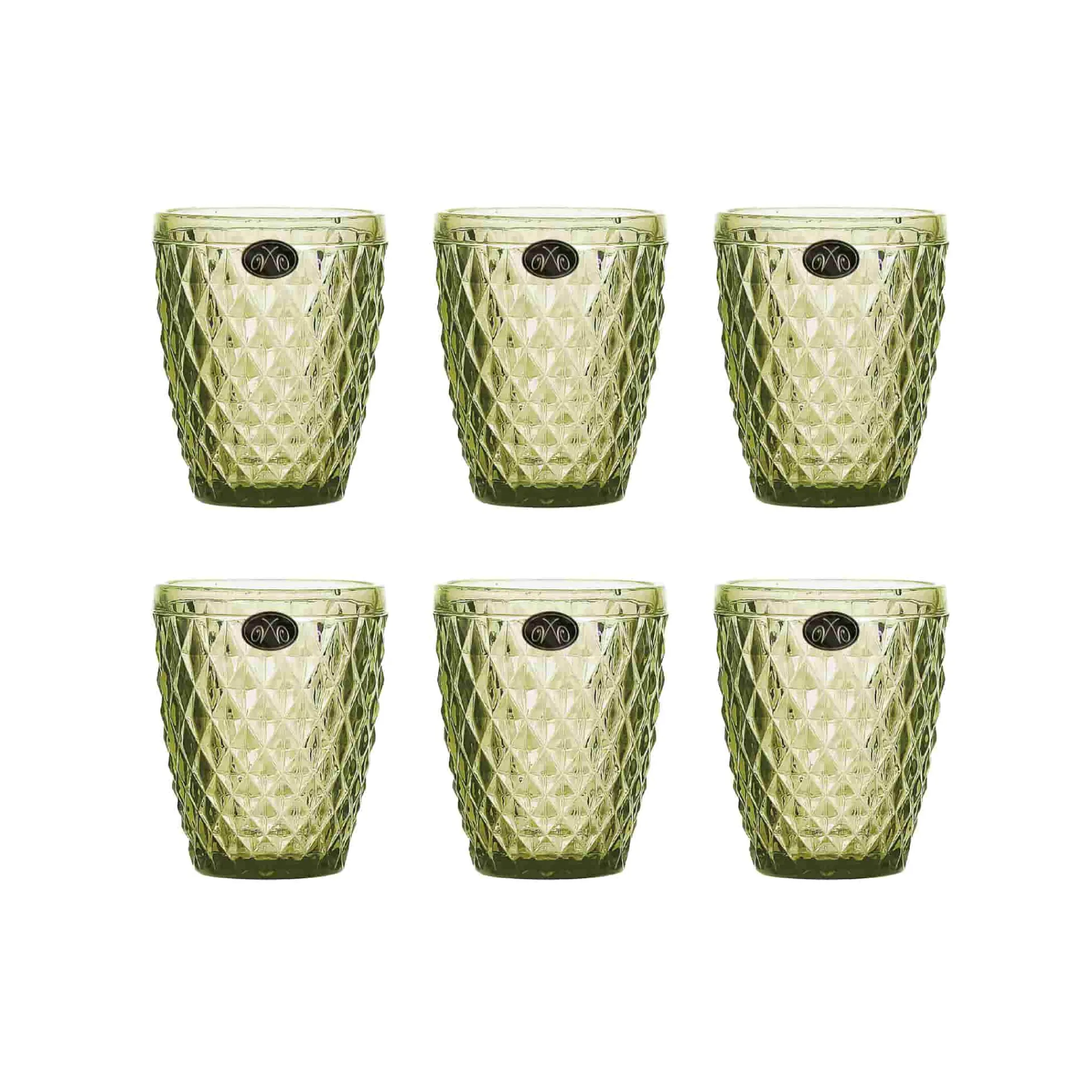 Clearance Set of 6 Green Diamond Tumblers, 270ml Tableware Brands