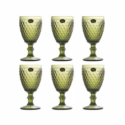 Sale Set of 6 Green Diamond Wine Glasses, 350ml Tableware Brands