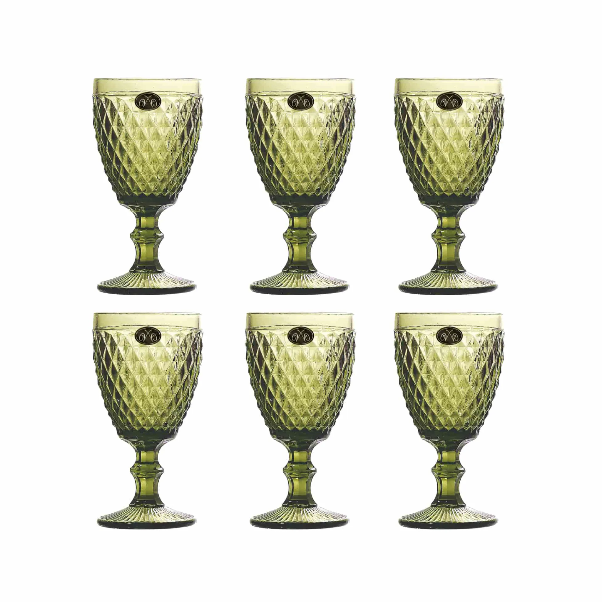 Sale Set of 6 Green Diamond Wine Glasses, 350ml Tableware Brands