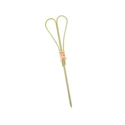 Outlet Set of 100 Green Looped Heart Bamboo Skewers, 9cm Tableware Brands|Canape Supplies