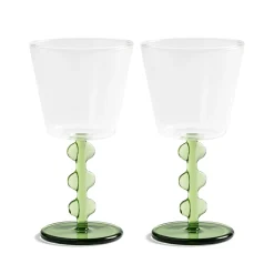 Sale Set of 2 Green Petal Wine Glasses, 200ml Tableware Brands