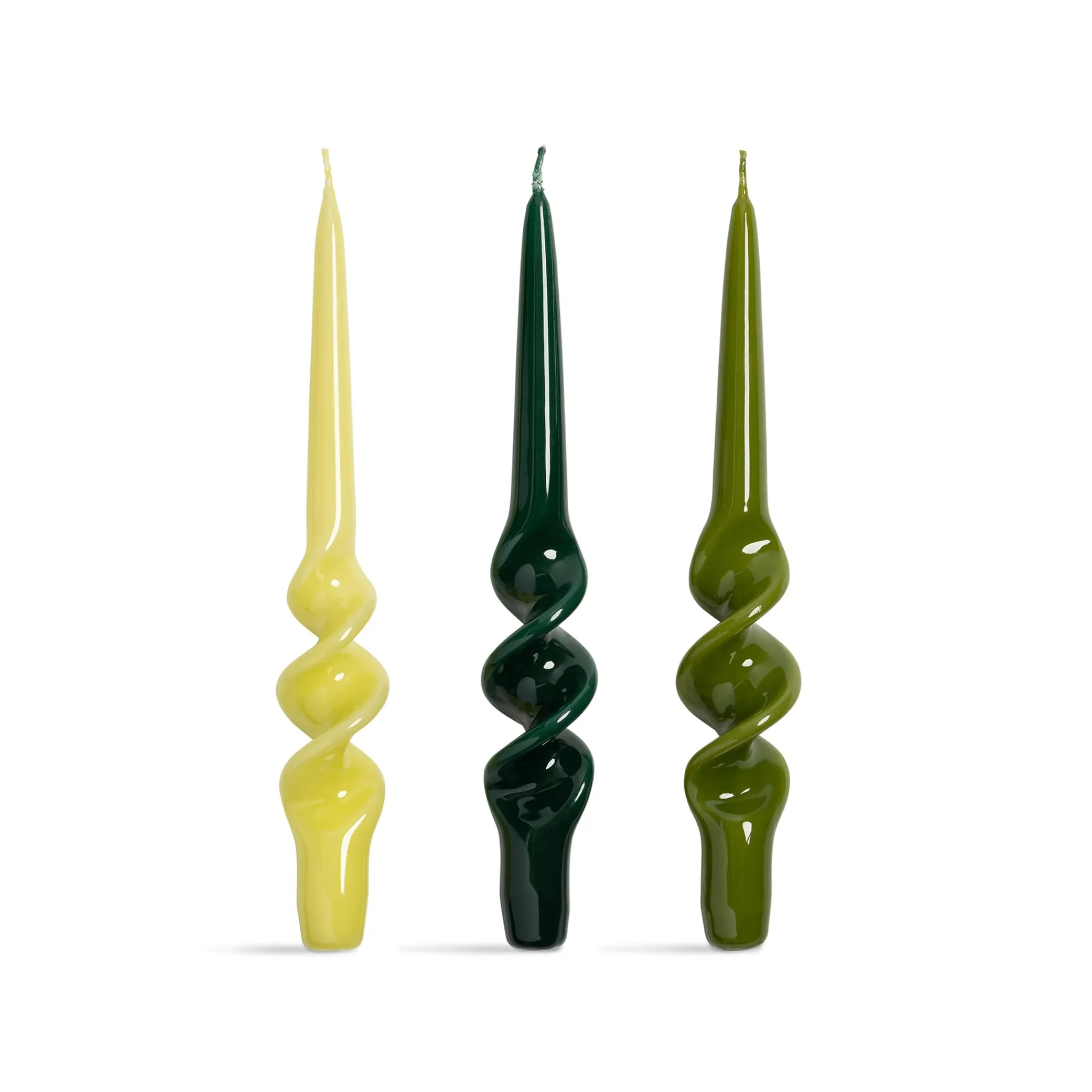 Clearance Set of 3 Green Spiral Candles Table Setting|Tableware Brands